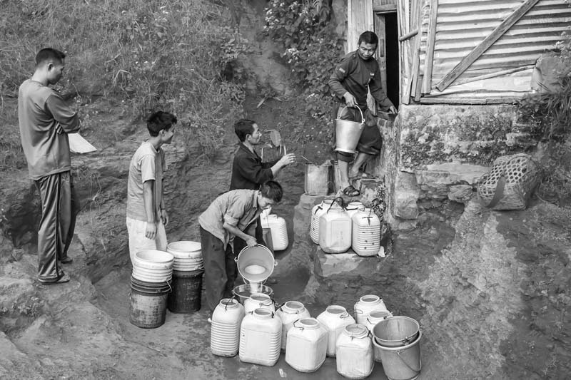 Human Right to Water in Nagaland - Rationing of water from a protected spring-fed tank in Mokokchung town